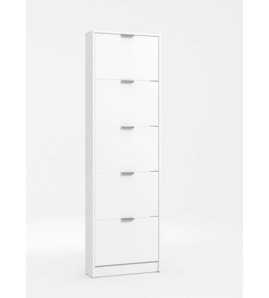 SCARPIERA BIANCA CON 5 ANTE, 58X18X192 CM